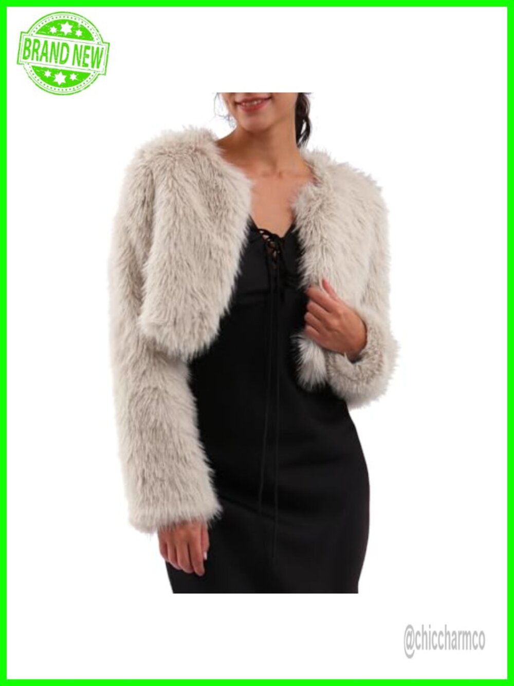 Faux Fur Cropped Coat Long Sleeve Open Front Jacket